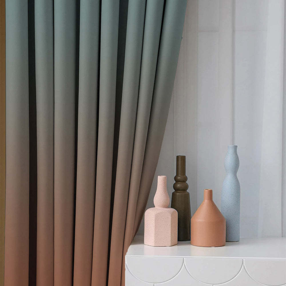 Chromatic Meadows Floral & Ombre Print Combination Room Darkening Curtains Set Of 4 Door Curtain - (271DOMBRE27)