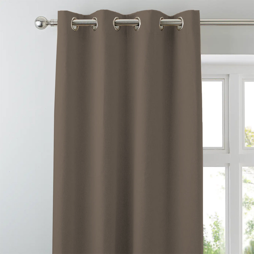 Jacquard Room Darkening Curtains in Umber Brown Set Of 2 - (P274)