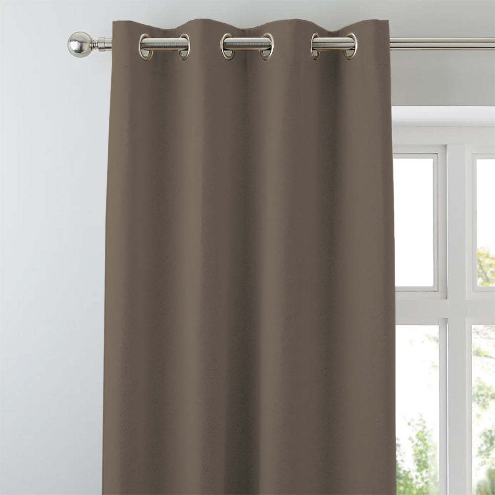Jacquard Room Darkening Curtains in Umber Brown Set Of 2 - (P274)