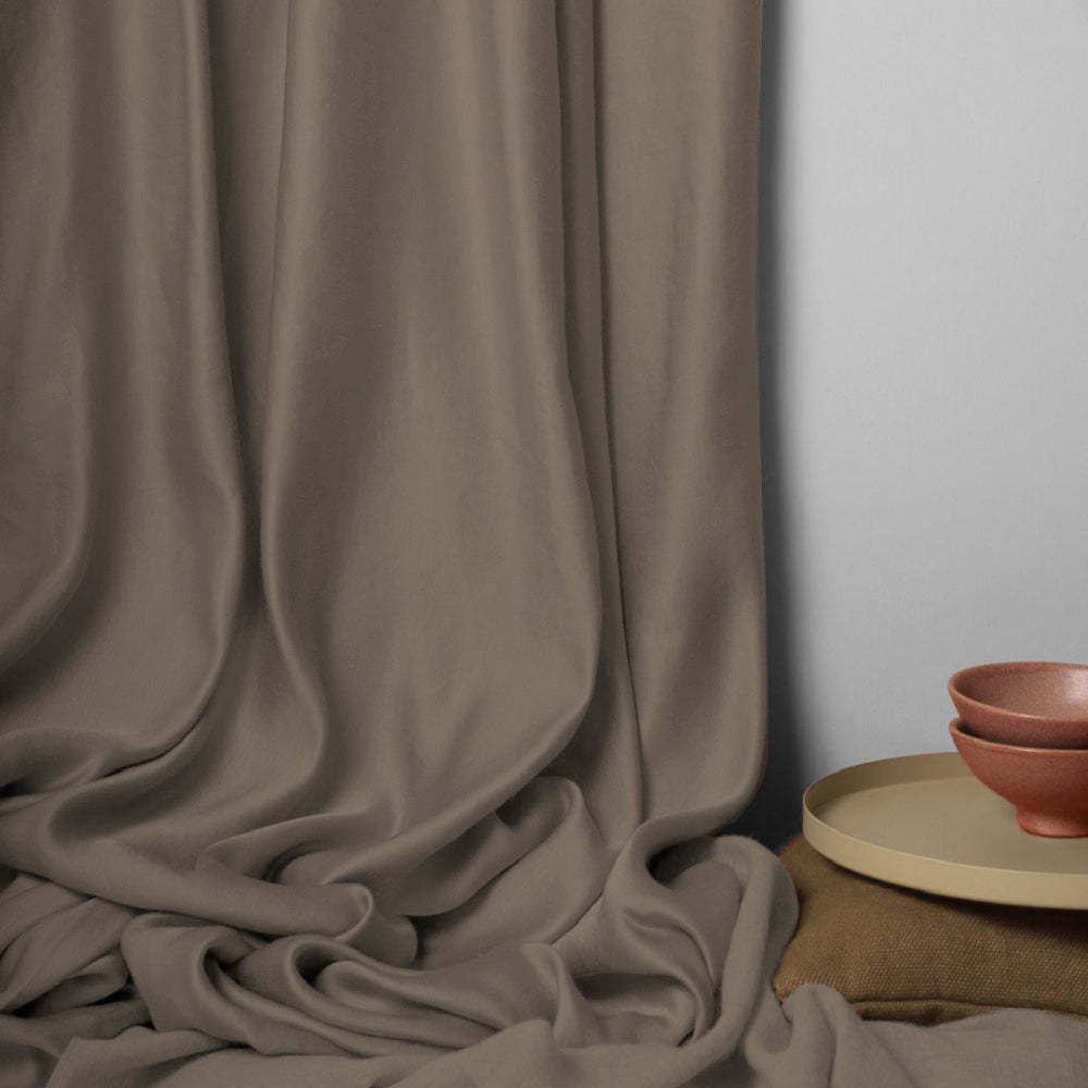 Jacquard Room Darkening Curtains in Umber Brown Set Of 2 - (P274)