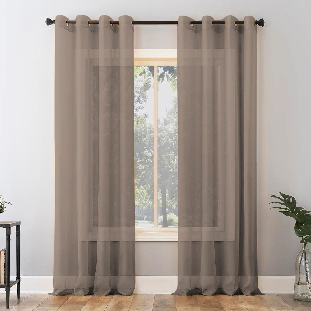 Jacquard Room Darkening Curtains in Umber Brown Set Of 2 - (P274)