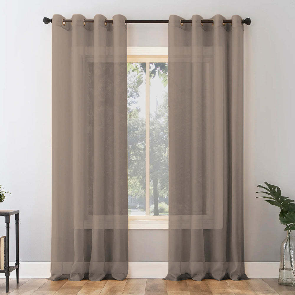 Jacquard Room Darkening Curtains in Umber Brown Set Of 2 - (P274)