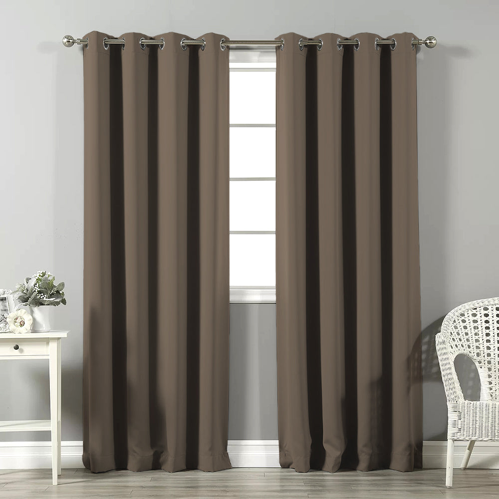 Jacquard Room Darkening Curtains in Umber Brown Set Of 2 - (P274)