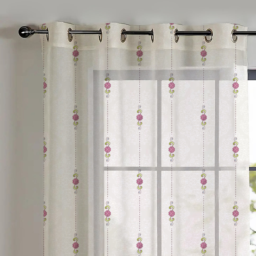Elegant Ethenic  Print Sheer Semi Transparent Curtain - Set of 2 -DS274A