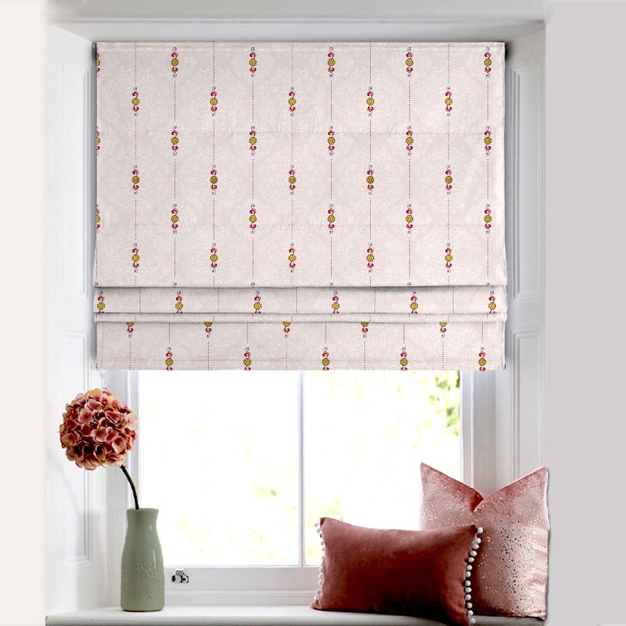 Ethnic Essence Floral Soft Pink Satin Roman Blind (DS274C)