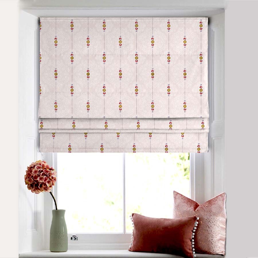 Ethnic Essence Floral Soft Pink Satin Roman Blind (DS274C)