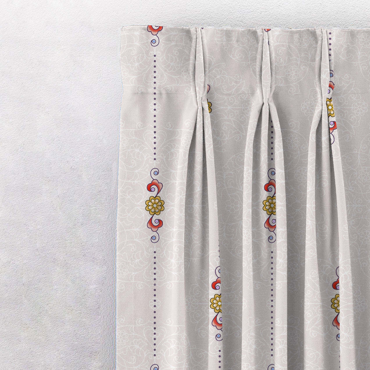 Ethnic Essence Floral Soft Pink Heavy Satin Blackout curtains Set Of 2 - (DS274C)
