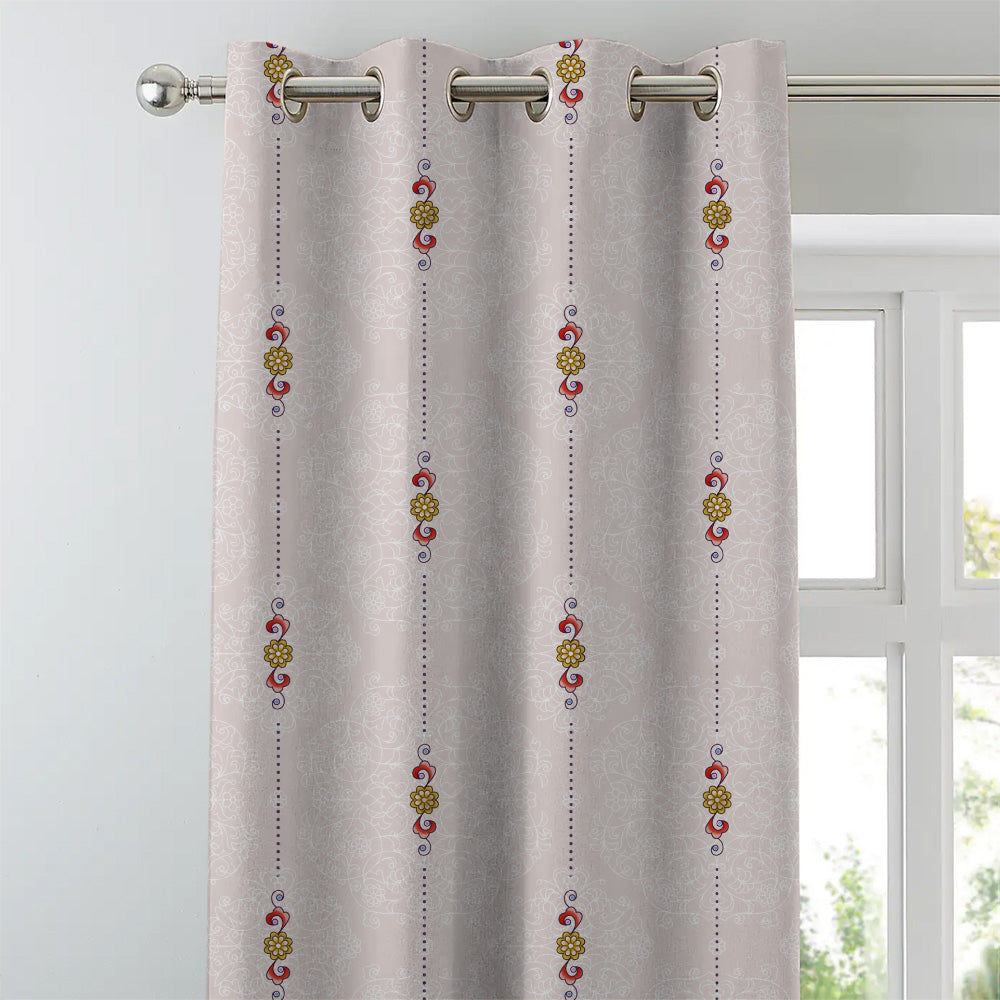 Ethnic Essence Floral Soft Pink Heavy Satin Blackout curtains Set Of 2 - (DS274C)