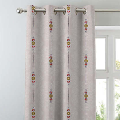 Ethnic Essence Floral Soft Pink Heavy Satin Blackout curtains Set Of 2 - (DS274C)
