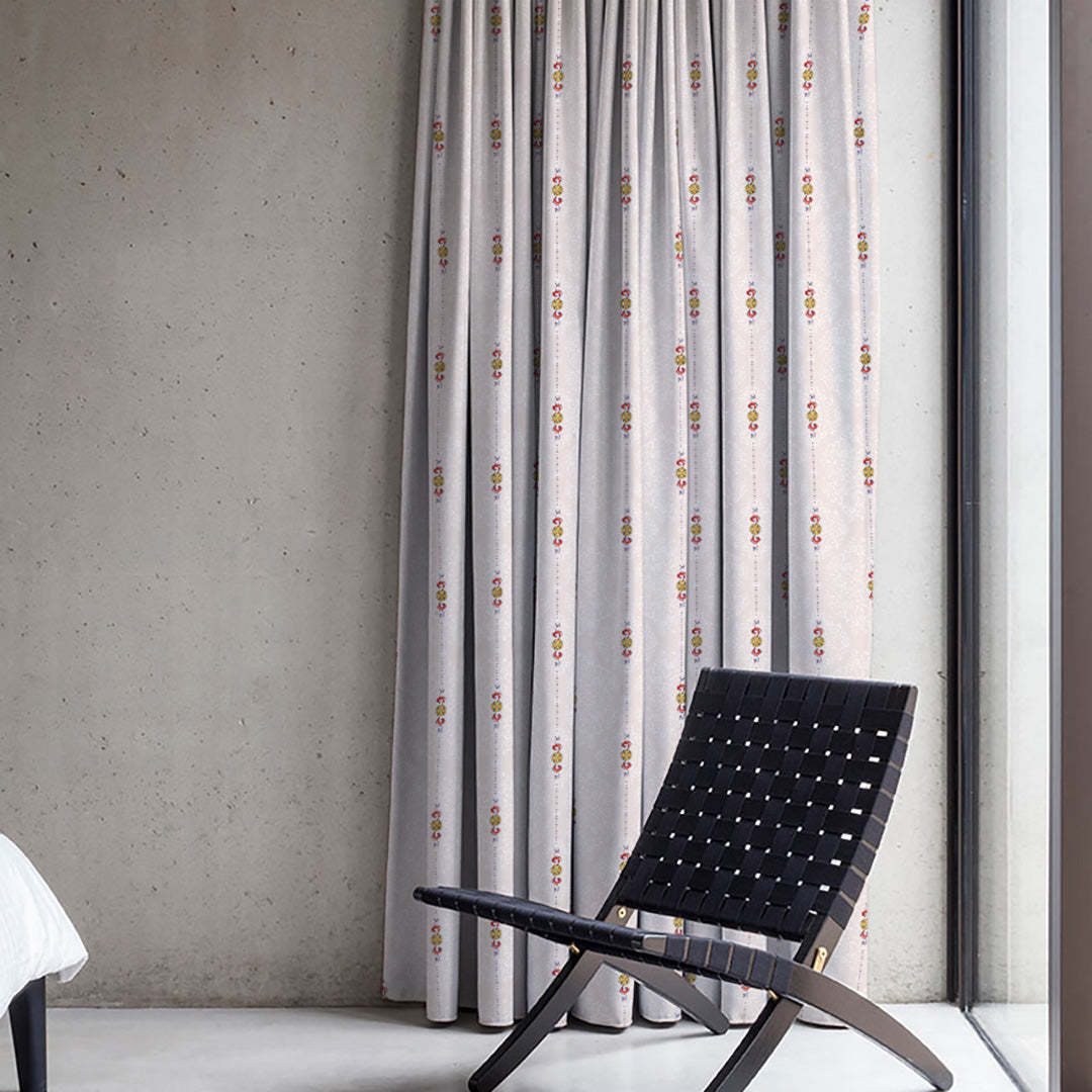 Ethnic Essence Floral Soft Pink Heavy Satin Blackout curtains Set Of 2 - (DS274C)