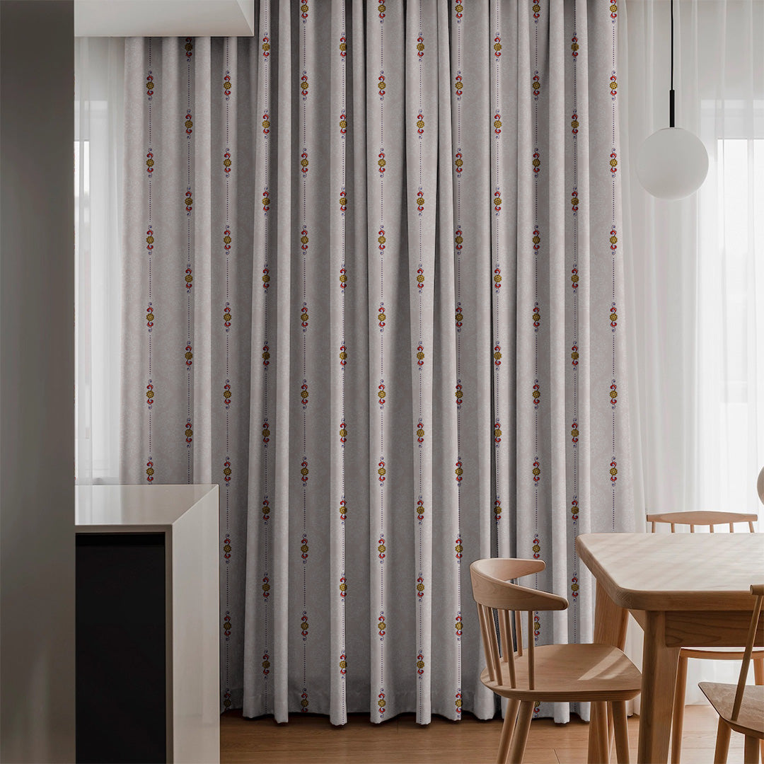Ethnic Essence Floral Soft Pink Heavy Satin Blackout curtains Set Of 2 - (DS274C)
