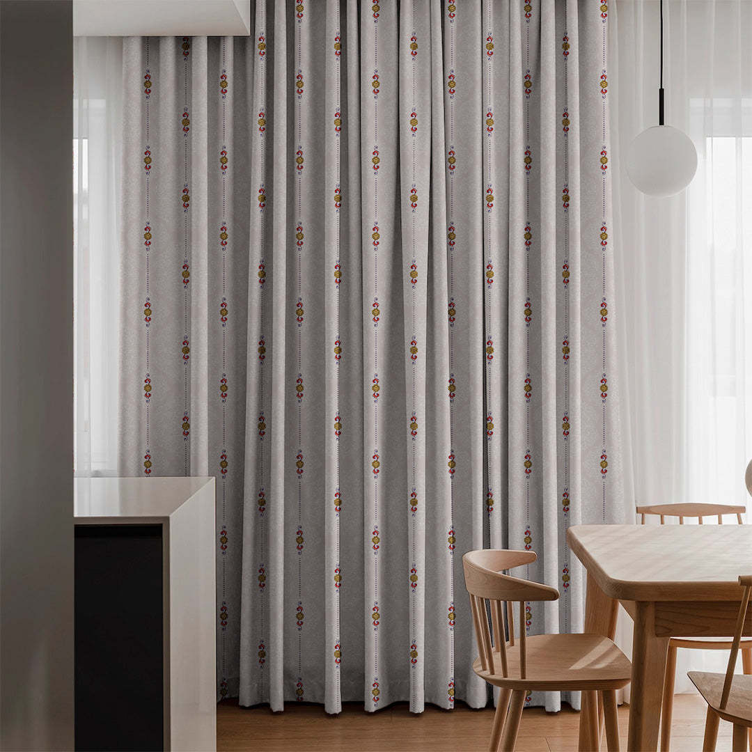 Ethnic Essence Floral Soft Pink Heavy Satin Blackout curtains Set Of 2 - (DS274C)