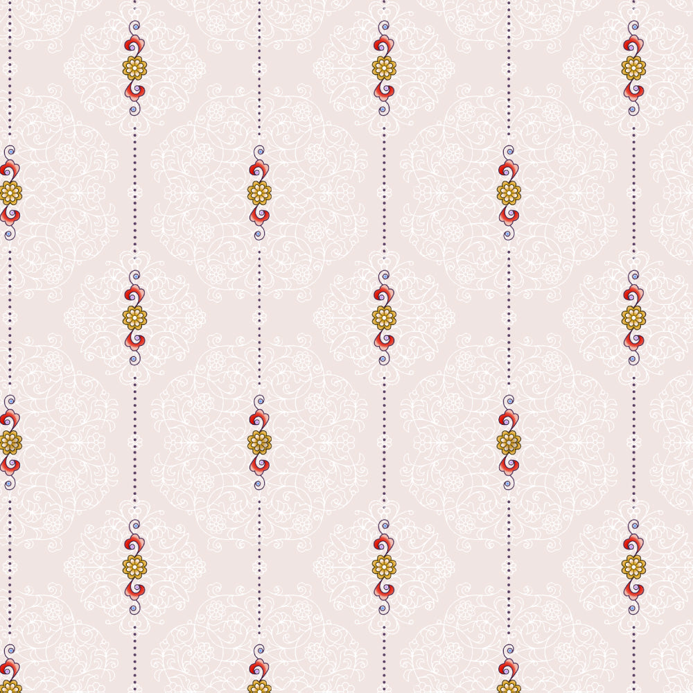 Ethnic Essence Floral Soft Pink Heavy Satin Blackout curtains Set Of 2 - (DS274C)