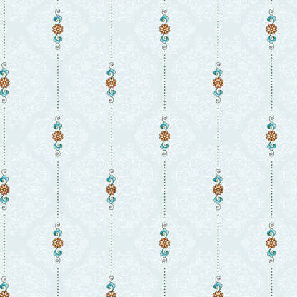 Ethnic Essence Floral Sky Blue Heavy Satin Blackout curtains Set Of 2 - (DS274D)