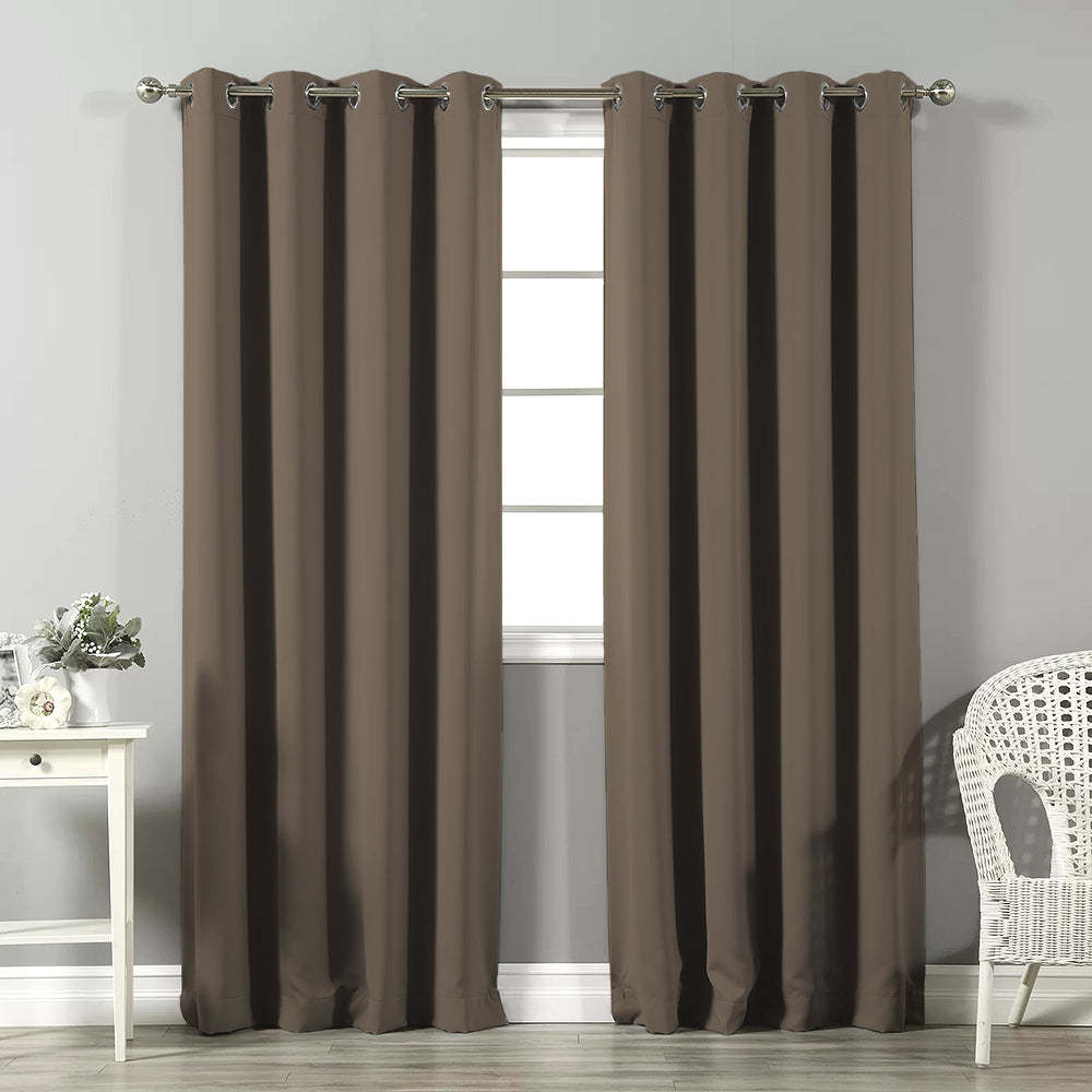 Jacquard Room Darkening Curtains in Umber Brown Set Of 2 - (P274)