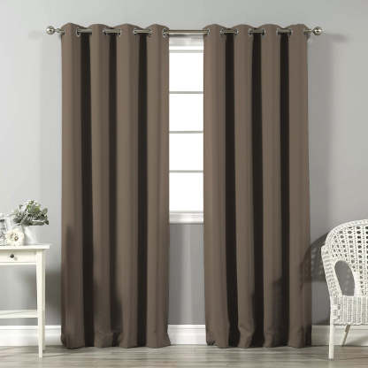 Jacquard Room Darkening Curtains in Umber Brown Set Of 2 - (P274)