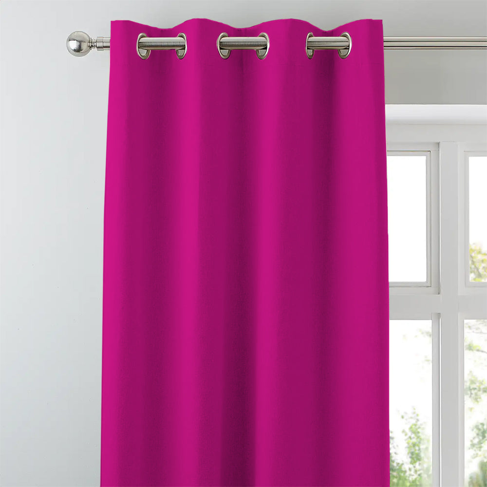 Jacquard Room Darkening Curtains in Deep Pink Set Of 2 - (P276)