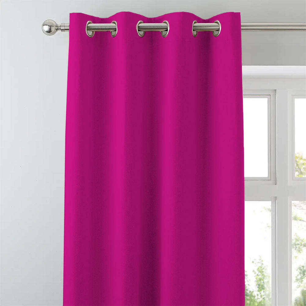Jacquard Room Darkening Curtains in Deep Pink Set Of 2 - (P276)