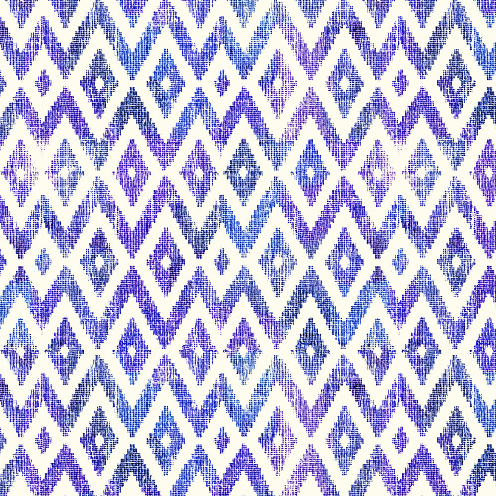Chromatic Ikat Geometric Classic Blue Heavy Satin Blackout curtains Set Of 2 - (DS276B)