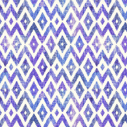 Chromatic Ikat Geometric Classic Blue Heavy Satin Blackout curtains Set Of 2 - (DS276B)