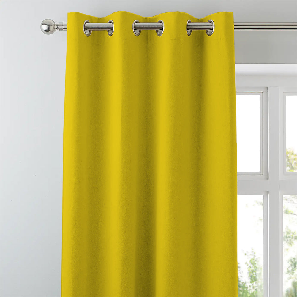 Jacquard Room Darkening Curtains in Buttercup Yellow Set Of 2 - (P277)