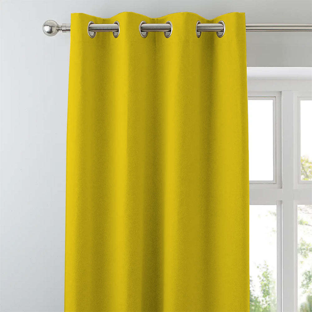 Jacquard Room Darkening Curtains in Buttercup Yellow Set Of 2 - (P277)
