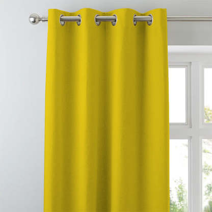 Jacquard Room Darkening Curtains in Buttercup Yellow Set Of 2 - (P277)