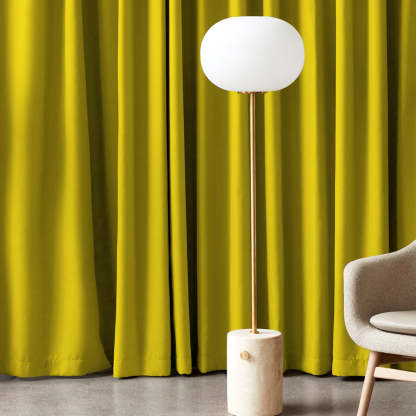 Jacquard Room Darkening Curtains in Buttercup Yellow Set Of 2 - (P277)