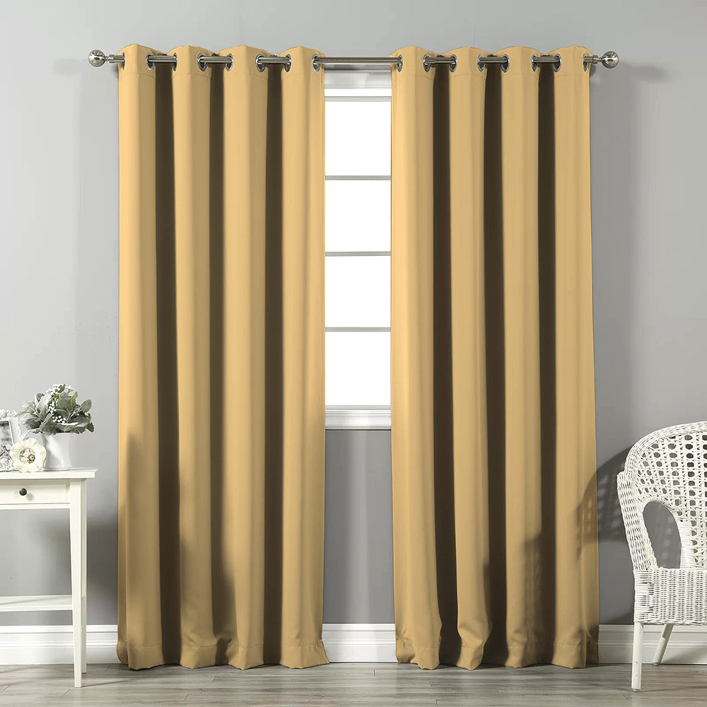 Jacquard Room Darkening Curtains in Peach Orange Set Of 2 - (P278)