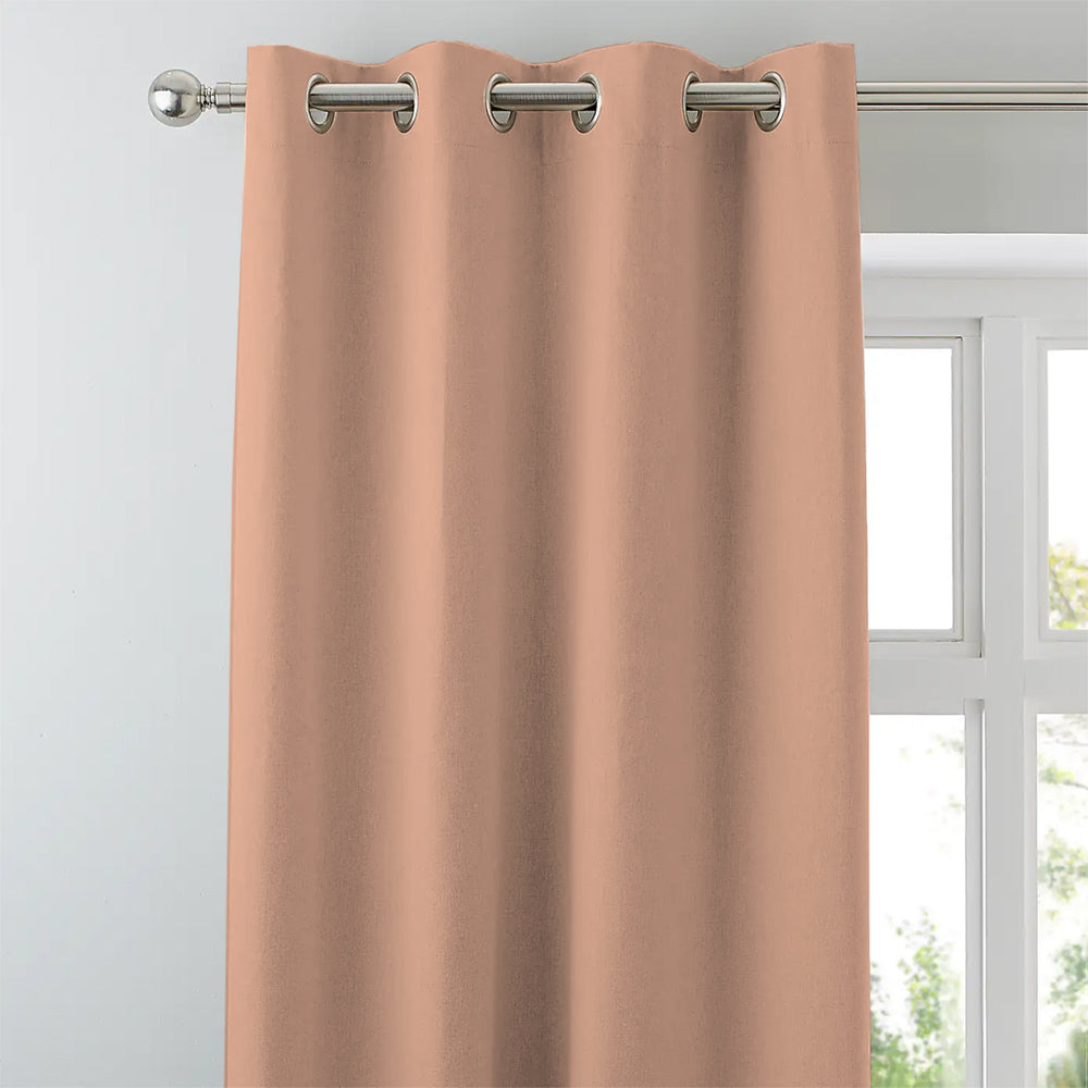 Jacquard Room Darkening Curtains in Apricot Orange Set Of 2 - (P279)