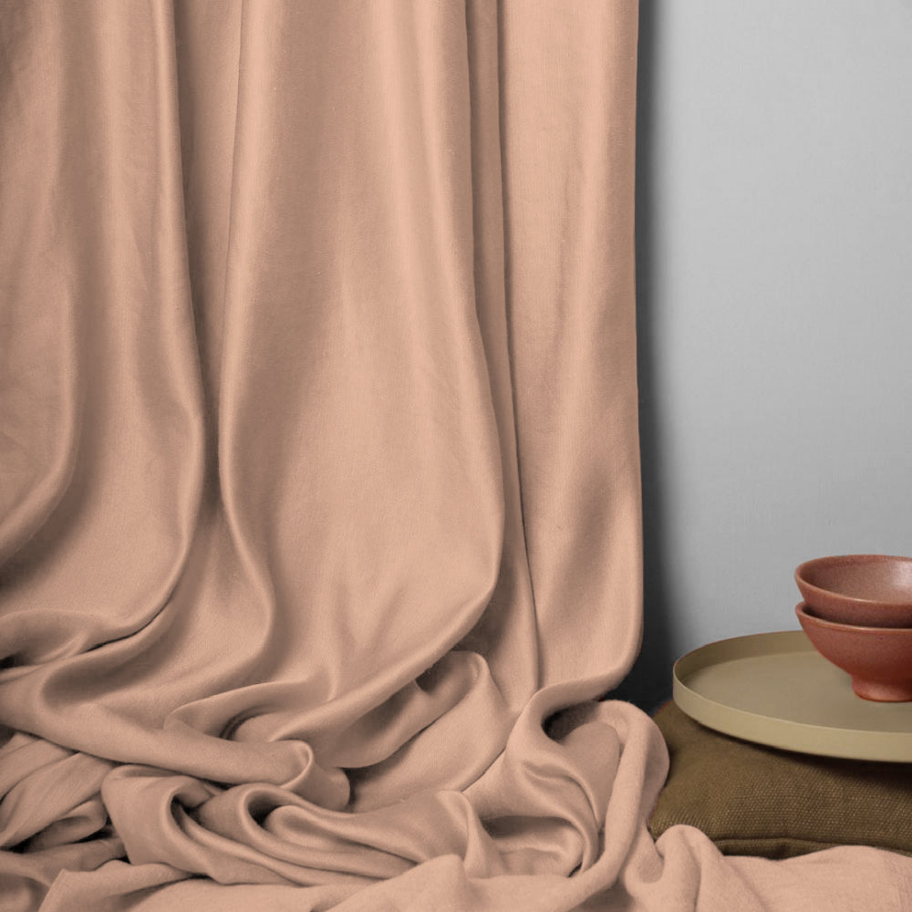 Jacquard Room Darkening Curtains in Apricot Orange Set Of 2 - (P279)