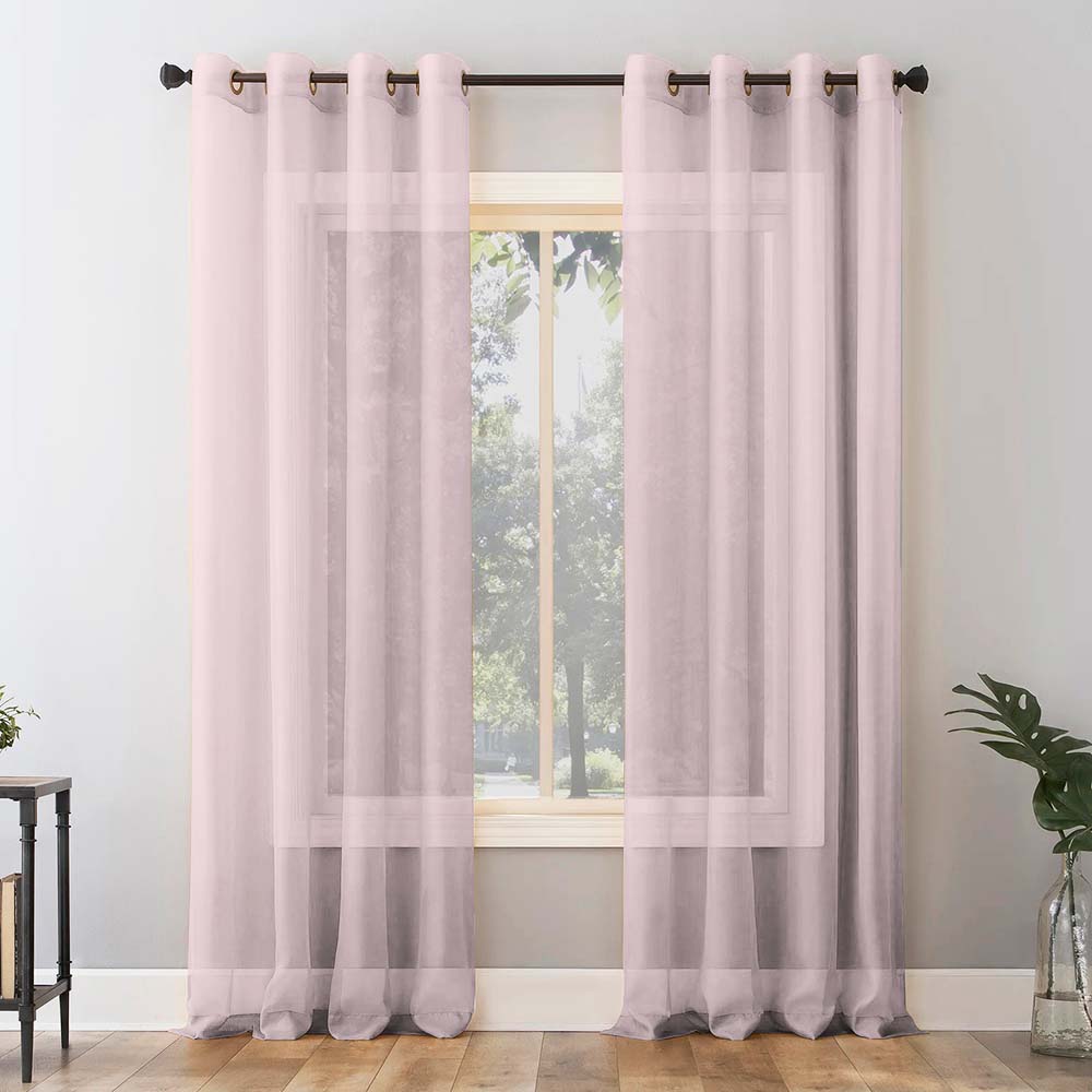 Jacquard Room Darkening Curtains in Lemonade Pink Set Of 2 - (P28)