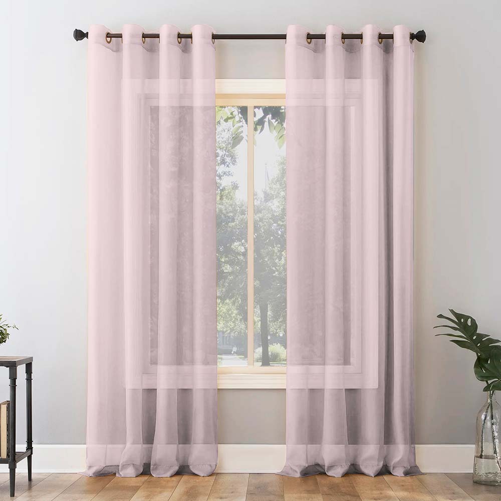 Jacquard Room Darkening Curtains in Lemonade Pink Set Of 2 - (P28)