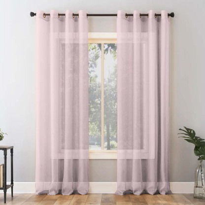 Jacquard Room Darkening Curtains in Lemonade Pink Set Of 2 - (P28)