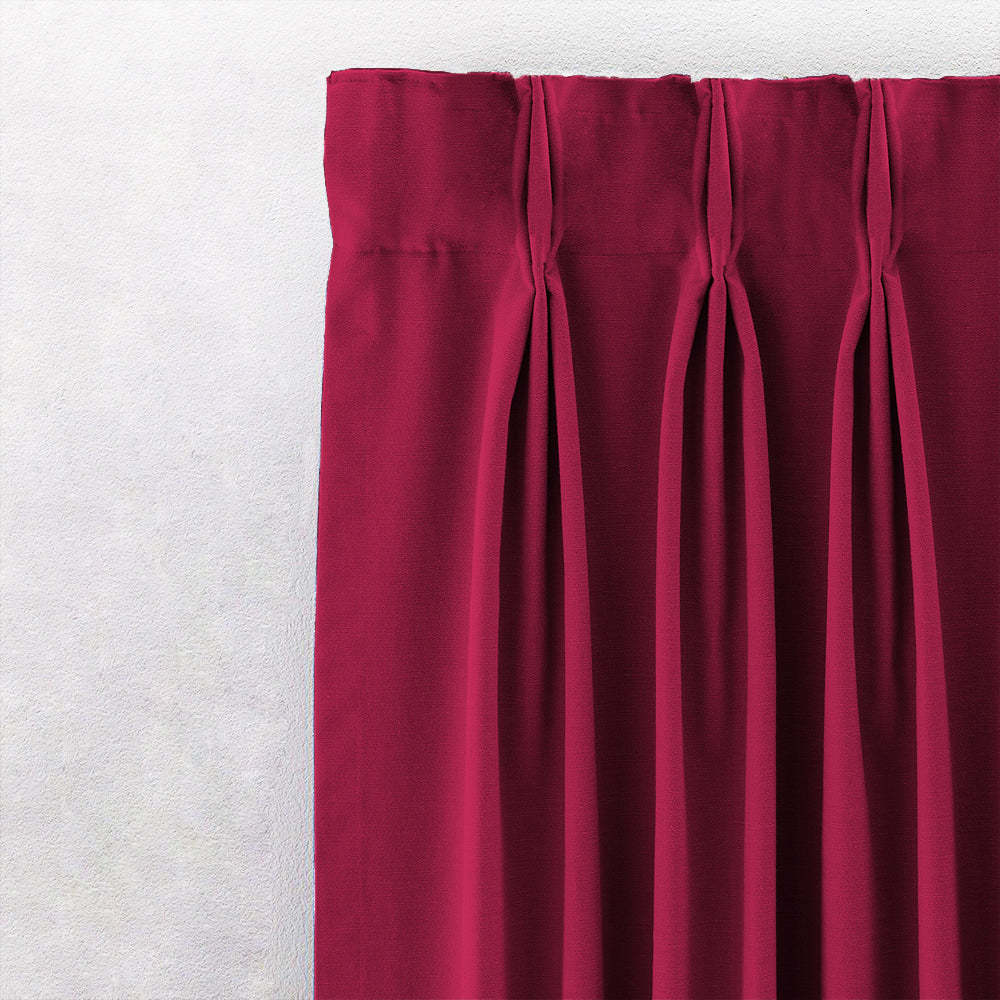 Jacquard Room Darkening Curtains in Raspberry Red Set Of 2 - (P281)