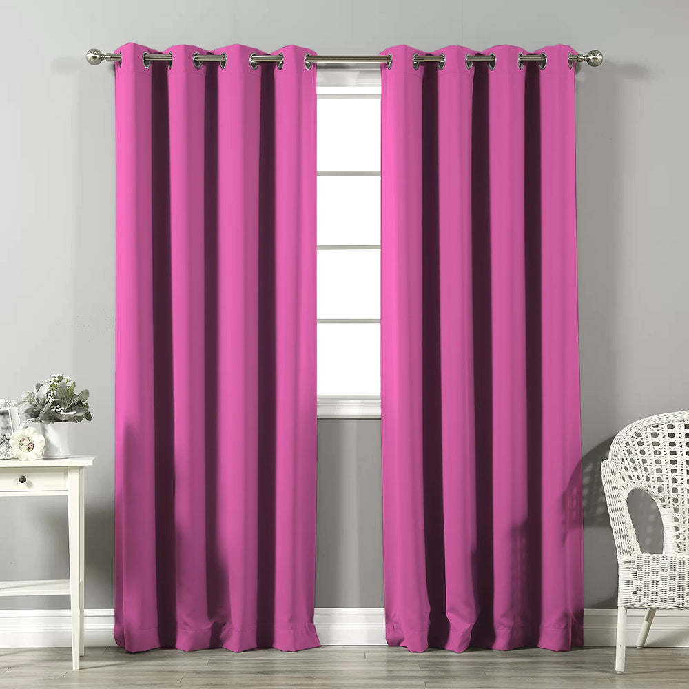 Jacquard Room Darkening Curtains in Bubblegum Pink Set Of 2 - (P282)