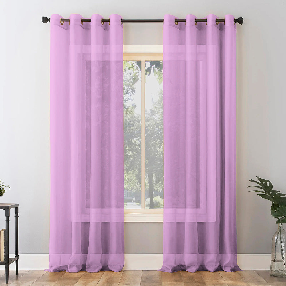 Jacquard Room Darkening Curtains in Mauve Set Of 2 - (P283)