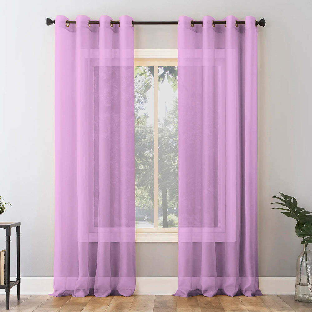 Jacquard Room Darkening Curtains in Mauve Set Of 2 - (P283)
