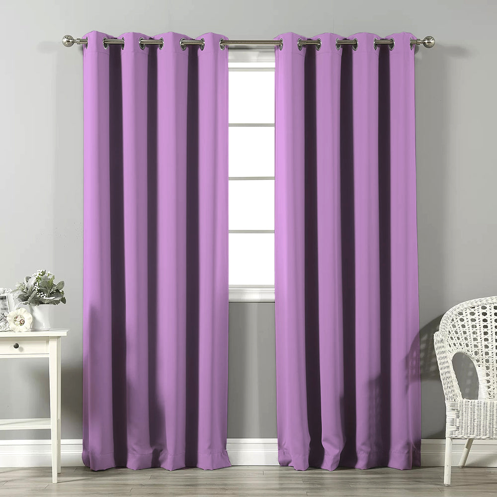 Jacquard Room Darkening Curtains in Mauve Set Of 2 - (P283)
