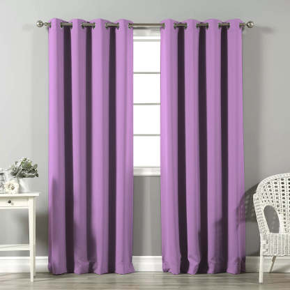 Jacquard Room Darkening Curtains in Mauve Set Of 2 - (P283)