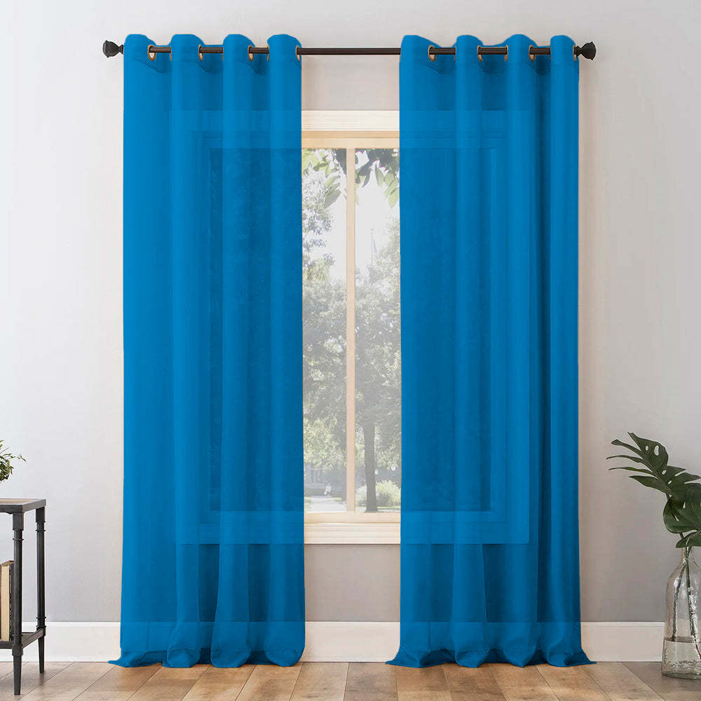 Jacquard Room Darkening Curtains in Whale Blue Set Of 2 - (P286)