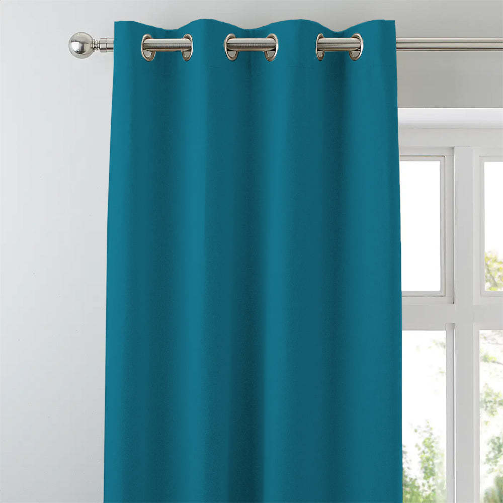 Jacquard Room Darkening Curtains in Blumine Blue Set Of 2 - (P287)