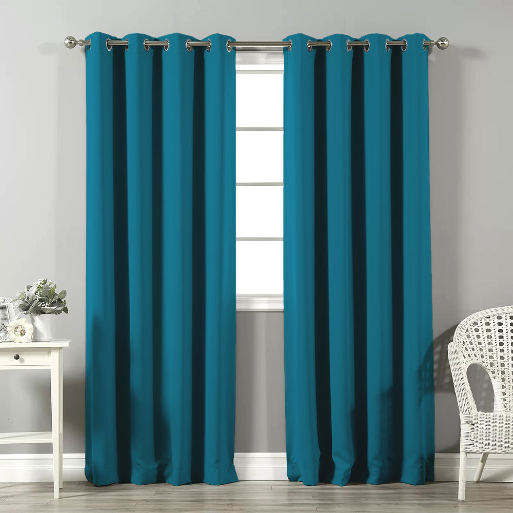 Jacquard Room Darkening Curtains in Blumine Blue Set Of 2 - (P287)