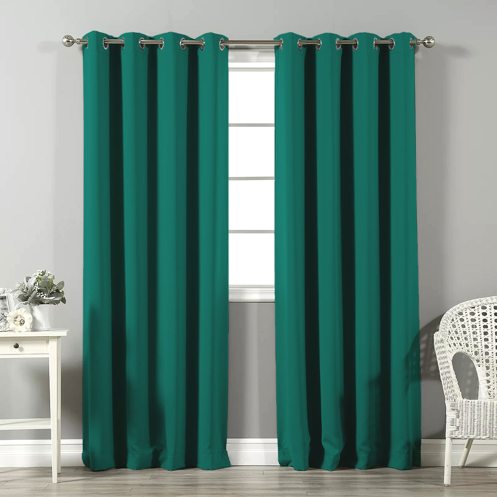 Jacquard Room Darkening Curtains in Thermal Spring Green Set Of 2 - (P288)