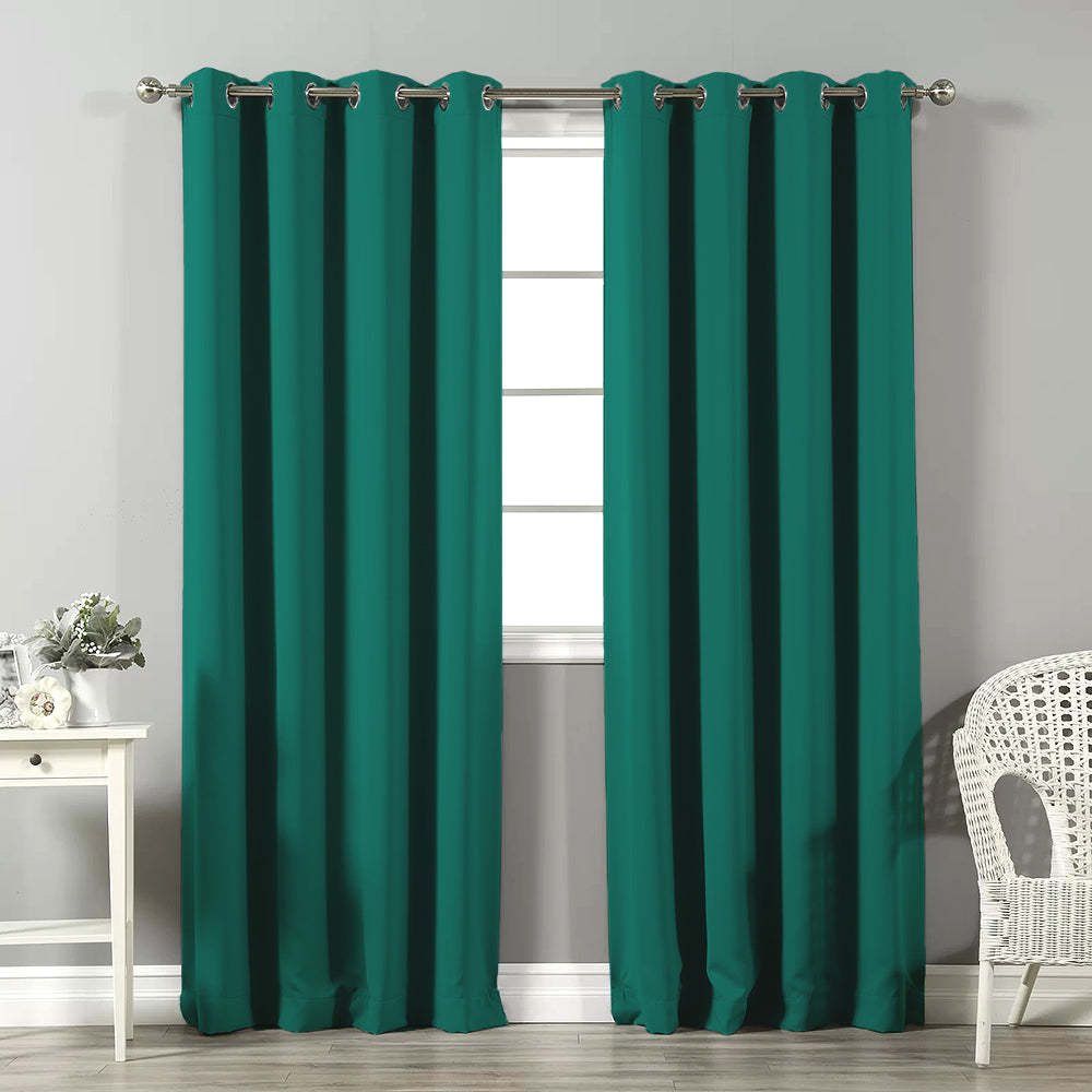 Jacquard Room Darkening Curtains in Thermal Spring Green Set Of 2 - (P288)
