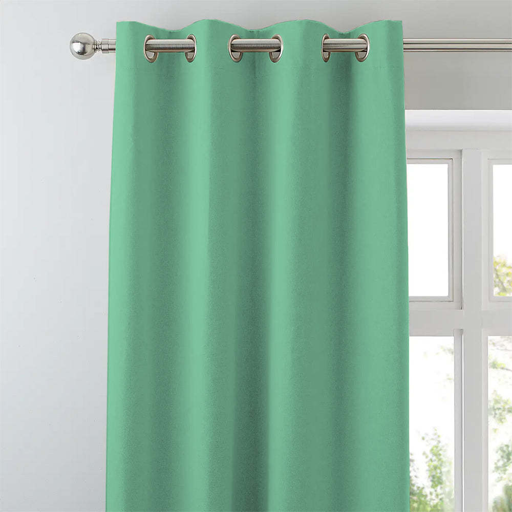 Jacquard Room Darkening Curtains in Carribean Green Set Of 2 - (P289)