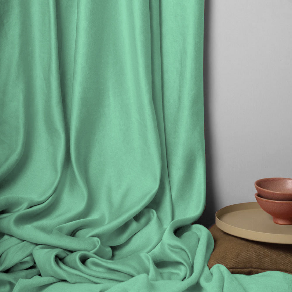 Jacquard Room Darkening Curtains in Carribean Green Set Of 2 - (P289)