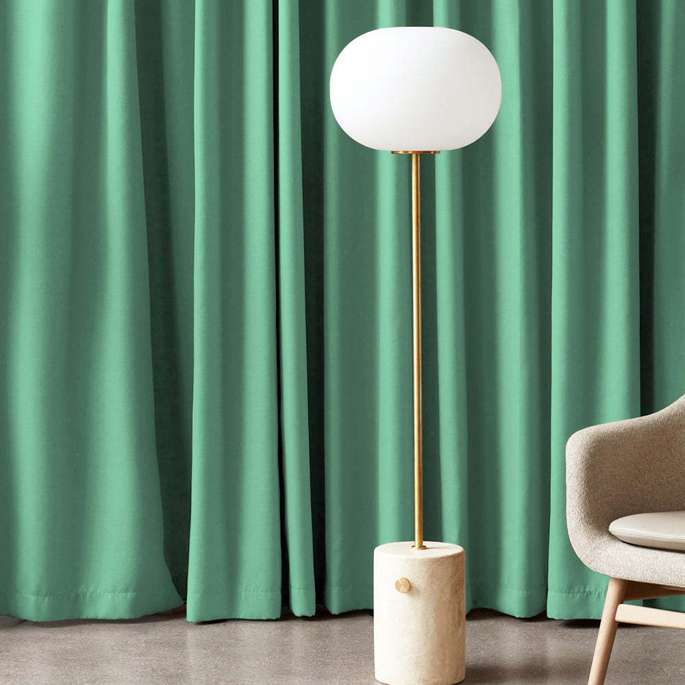 Jacquard Room Darkening Curtains in Carribean Green Set Of 2 - (P289)