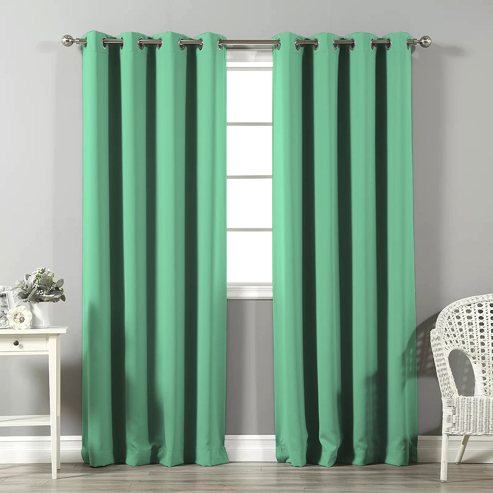Jacquard Room Darkening Curtains in Carribean Green Set Of 2 - (P289)