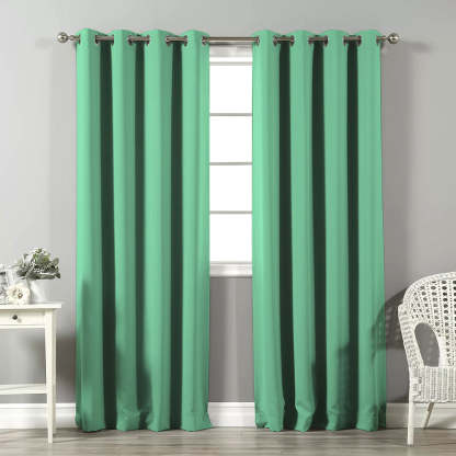 Jacquard Room Darkening Curtains in Carribean Green Set Of 2 - (P289)